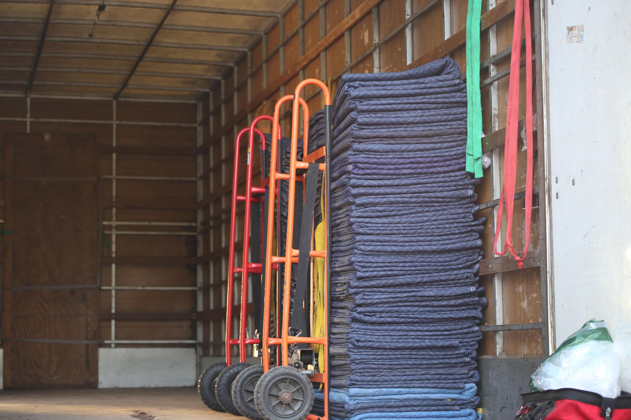 Hand fork lift inside a removals truck